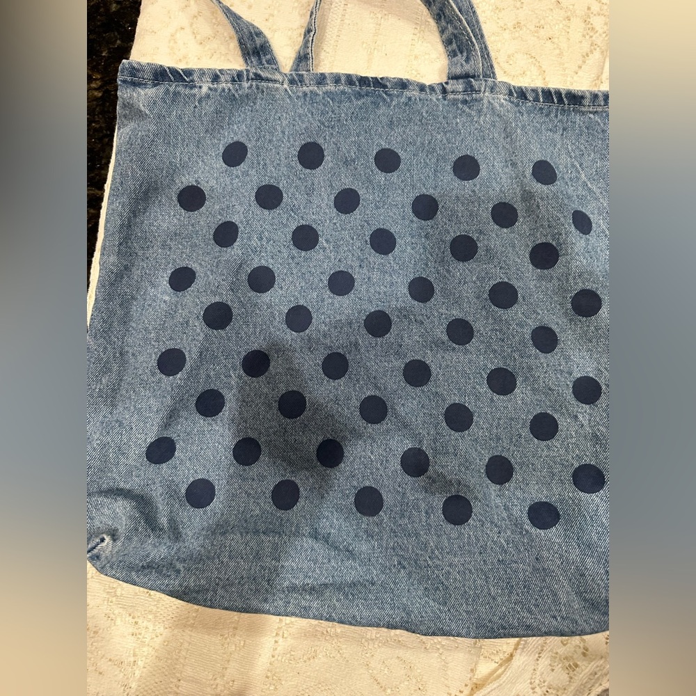 Madewell Denim Blue Polka Dot Tote - Picture 3 of 3